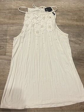 INC International Concepts White Beaded Halter Camisole